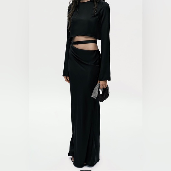 ZARA SLIT SATIN DRESS - Picture 2 of 7